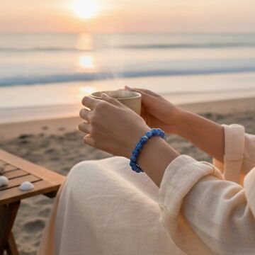 Mavi Kyanit Taşı Doğal Taş Gümüş Bileklik - Huzur ve Denge Temalı