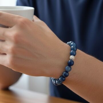 Mavi Kyanit Taşı Doğal Taş Gümüş Bileklik - Huzur ve Denge Temalı