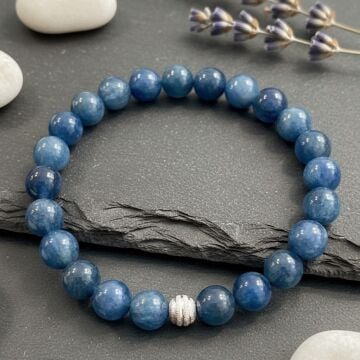 Mavi Kyanit Taşı Doğal Taş Gümüş Bileklik - Huzur ve Denge Temalı