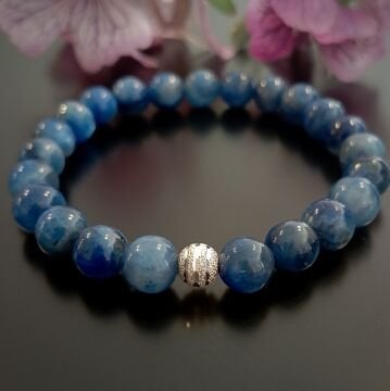 Mavi Kyanit Taşı Doğal Taş Gümüş Bileklik - Huzur ve Denge Temalı