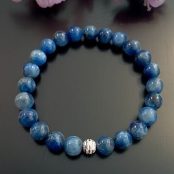 Mavi Kyanit Taşı Doğal Taş Gümüş Bileklik - Huzur ve Denge Temalı