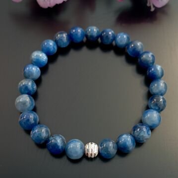 Mavi Kyanit Taşı Doğal Taş Gümüş Bileklik - Huzur ve Denge Temalı