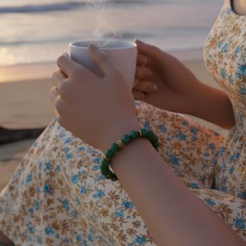 Yeşil Lepidolit ve Hematit Tasarım Doğal Taş Bileklik - Rahatlatıcı ve İçsel Uyum Temalı