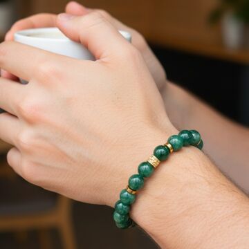 Yeşil Lepidolit ve Hematit Tasarım Doğal Taş Bileklik - Rahatlatıcı ve İçsel Uyum Temalı