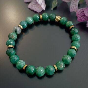 Yeşil Lepidolit ve Hematit Tasarım Doğal Taş Bileklik - Rahatlatıcı ve İçsel Uyum Temalı