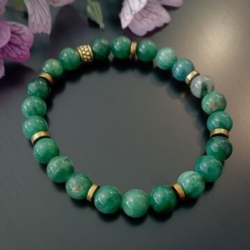 Yeşil Lepidolit ve Hematit Tasarım Doğal Taş Bileklik - Rahatlatıcı ve İçsel Uyum Temalı