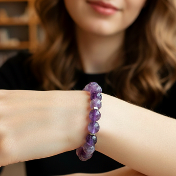 Faset Kesim Ametist ve Hematit Taşı Bileklik