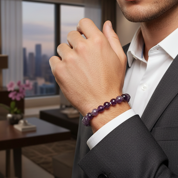 Faset Kesim Ametist ve Hematit Taşı Bileklik