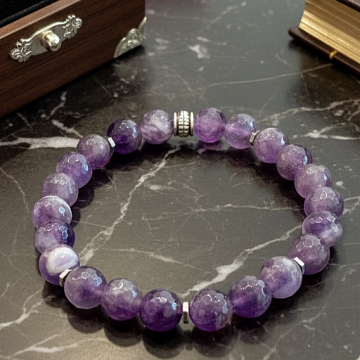 Faset Kesim Ametist ve Hematit Taşı Bileklik