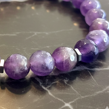 Faset Kesim Ametist ve Hematit Taşı Bileklik