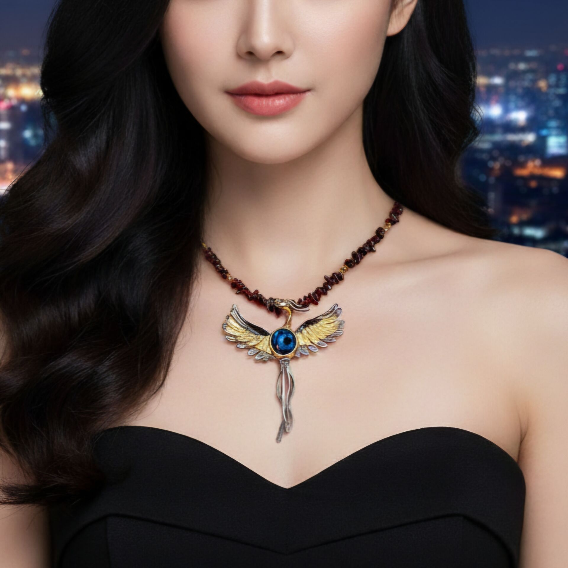 Gümüş Anka Kuşu Yeniden Doğuş Kolyesi