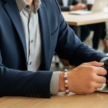 Sitrin, Pembe Kuvars ve Ametist Doğal Taş Bileklik