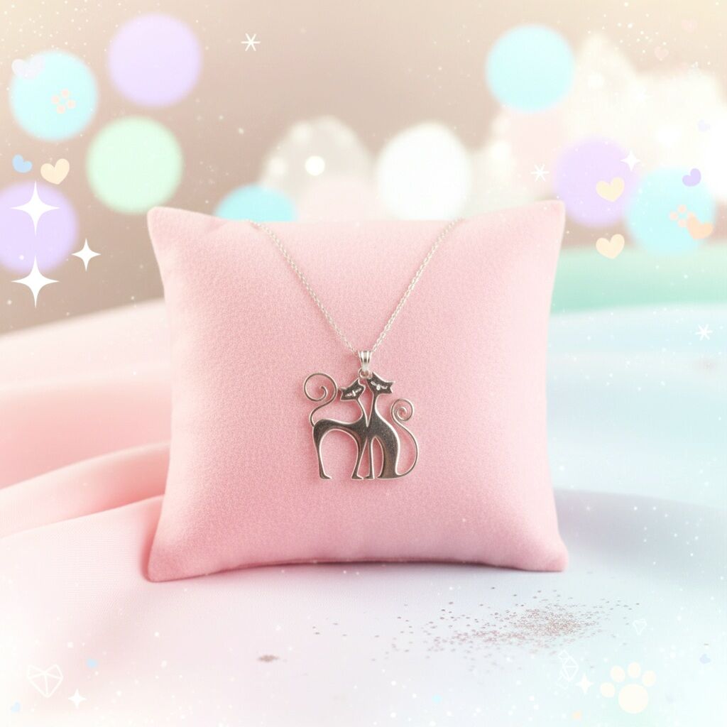 Aşık Kediler Gümüş Kolye