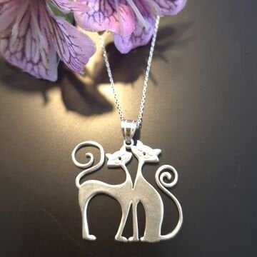 Aşık Kediler Gümüş Kolye