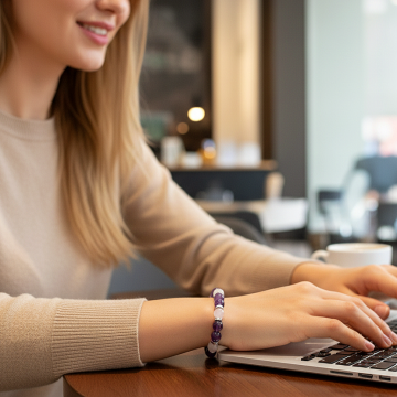 Ametist, Pembe Kuvars ve Hematit Doğal Taş Bileklik