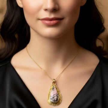 Rodonit Taşı Tasarım Gümüş Kolye