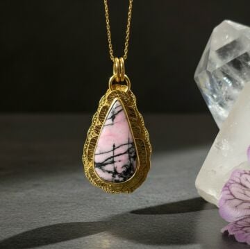 Rodonit Taşı Tasarım Gümüş Kolye