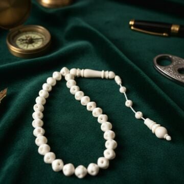 Oyma işlemeli  Habbe İstanbul Kesim 33’lük Deve Kemiği Tesbih