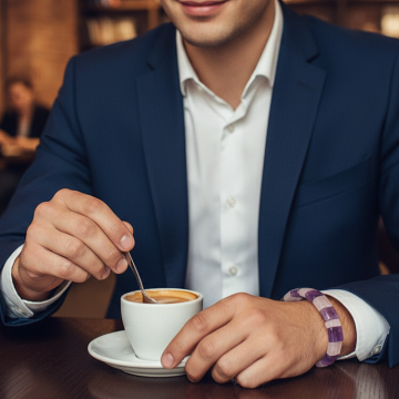 Pembe Kuvars ve Ametist Özel Kesim Doğal Taş Bileklik