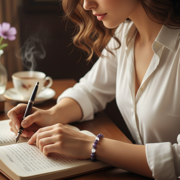 Lepidolit, Kuvars ve Hematit Doğal Taş Bileklik