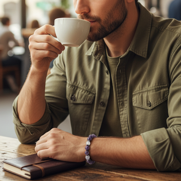 Lepidolit, Kuvars ve Hematit Doğal Taş Bileklik