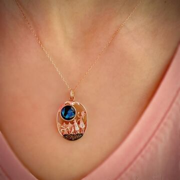 Anne Kız Okyanus Sedefli Gümüş Kolye