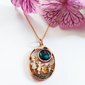 Anne Kız Okyanus Sedefli Gümüş Kolye