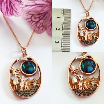 Anne Kız Okyanus Sedefli Gümüş Kolye