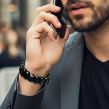 Özel Kesim Obsidyen Doğal Taş Bileklik - Koruma ve Denge Temalı