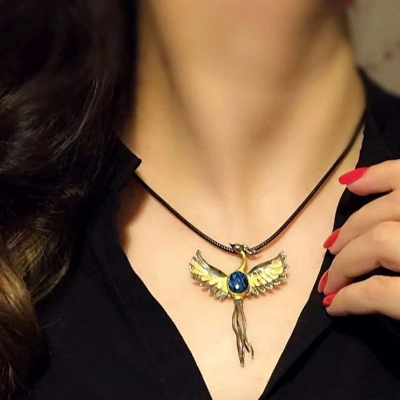 Anka (Simurg) Kuşu Tasarım Gümüş Kolye