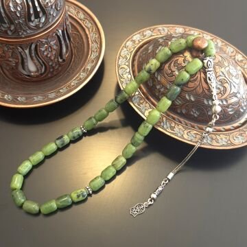 Kanada Yeşim Taşı Kapsül Kesim 33 lük Gümüş Tesbih