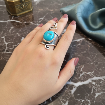 Turkuaz (Firuze) Tasarım Gümüş Yüzük