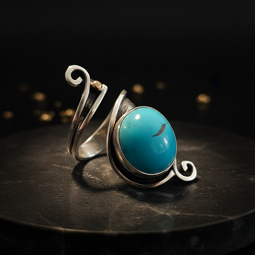 Turkuaz (Firuze) Tasarım Gümüş Yüzük