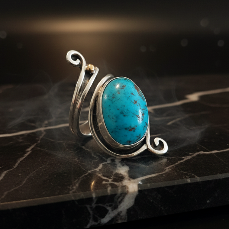 Turkuaz (Firuze) Tasarım Gümüş Yüzük