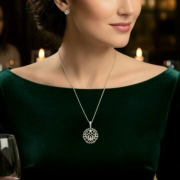 Lotus Çiçeği Gümüş Kolye