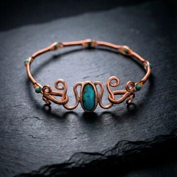 İran Turkuaz Taşı ve Bakır ile Özel Tasarım Bileklik