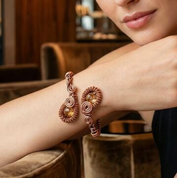 Sitrin Taşı ve Özel Tasarım Bakır Bileklik