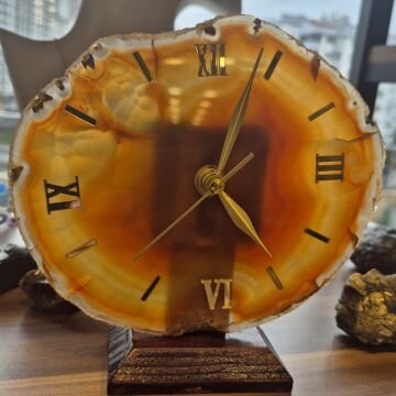 Akik Taşı Masa Saati