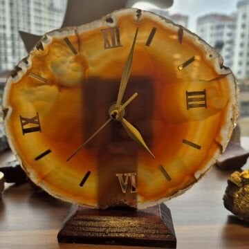 Akik Taşı Masa Saati