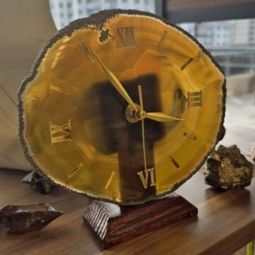 Akik Taşı Doğal Taş Masa Saati