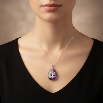 Hayat Ağacı Tasarım Ametist Kolye