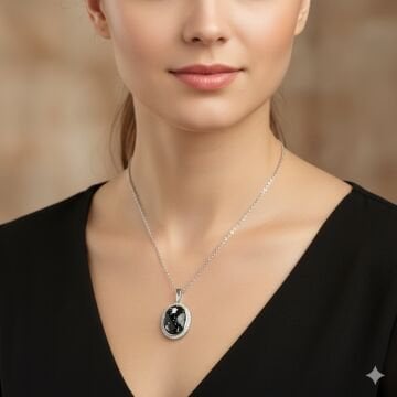 Siyah Jasper Taşı Tasarım Kolye