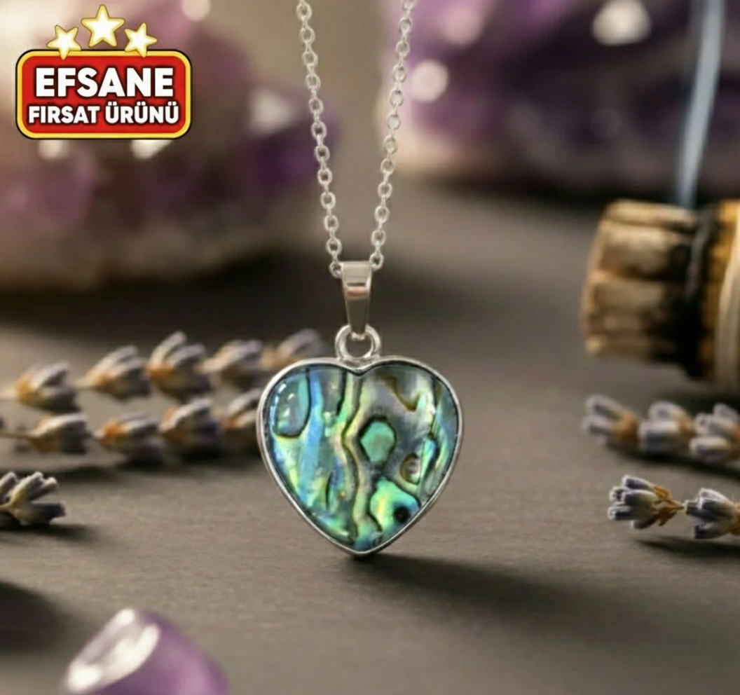 Okyanus Sedefli Kalp Kolye