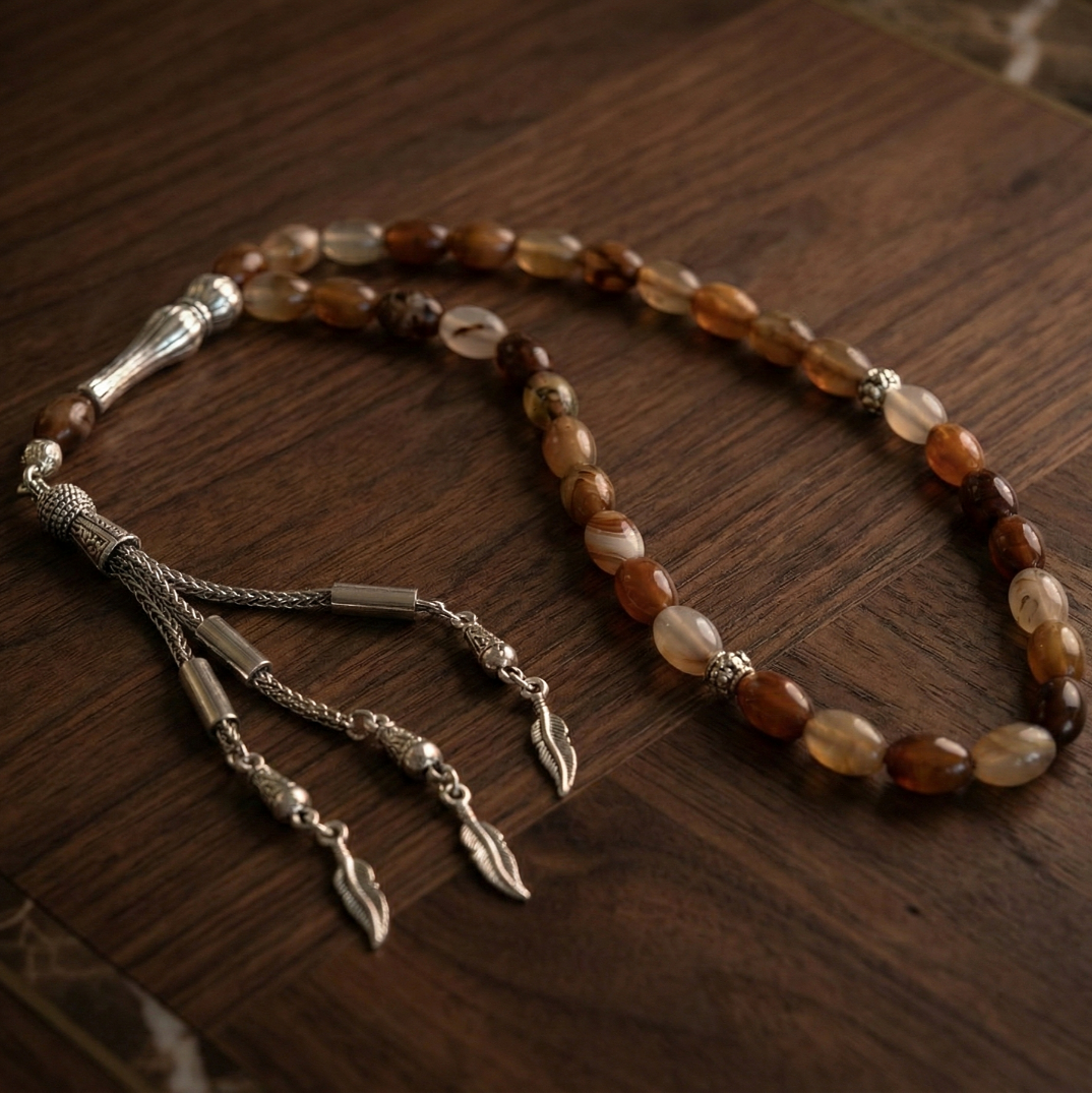 Arpa Kesim 33 lük Akik Taşı Tesbih