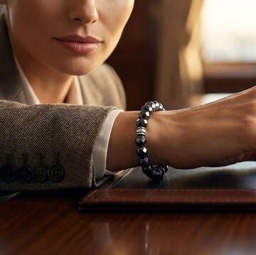 Faset Kesim Hematit Doğal Taş Bileklik