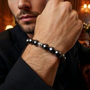 Faset Kesim Hematit Doğal Taş Bileklik