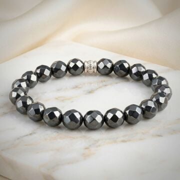 Faset Kesim Hematit Doğal Taş Bileklik