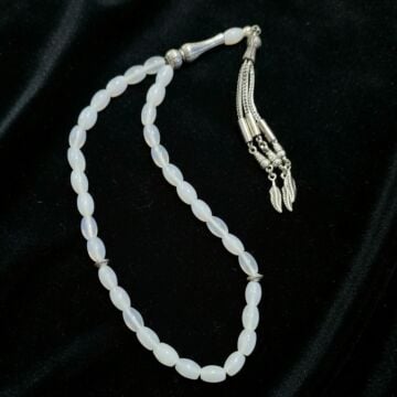 Arpa Kesim 33 lük Beyaz Akik Taşı Tesbih