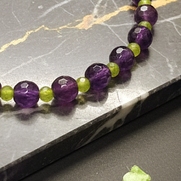 Ametist ve Yeşim Taşı Gümüş Bileklik