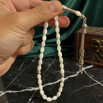 Arpa Kesim Beyaz Sedef 33' Lük Tesbih